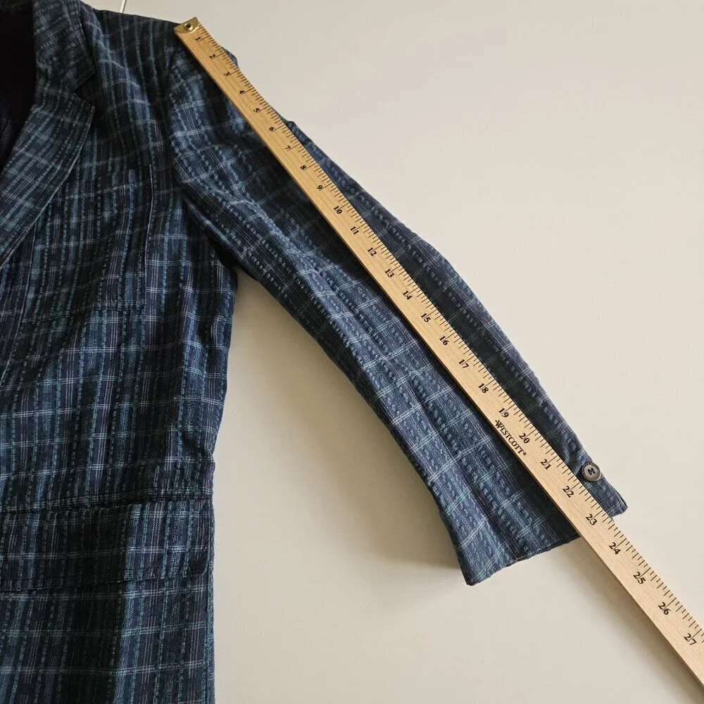 Azzurra Blazer Men 46 R Multi Seersucker Cotton Lined Sleeves Double Vented Boho - Picture 5 of 16